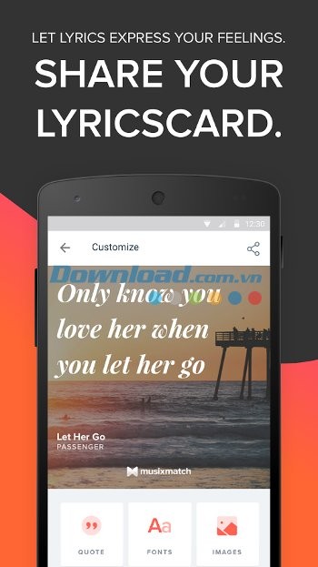 Chia sẻ cảm xúc với Musixmatch cho Android