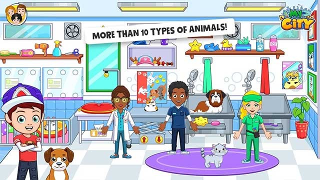 My City: Animal Shelter for Android có hơn 10 loài vật để bé chăm sóc và điều trị
