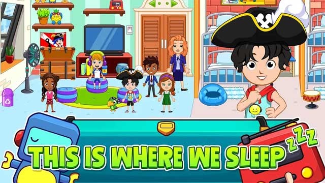 Khám phá các căn phòng trong trại trẻ mồi côi và chơi đùa cùng những người bạn dễ mến