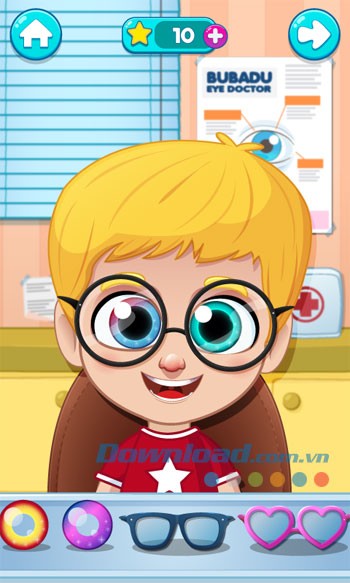 Đo mắt cho bé trong game