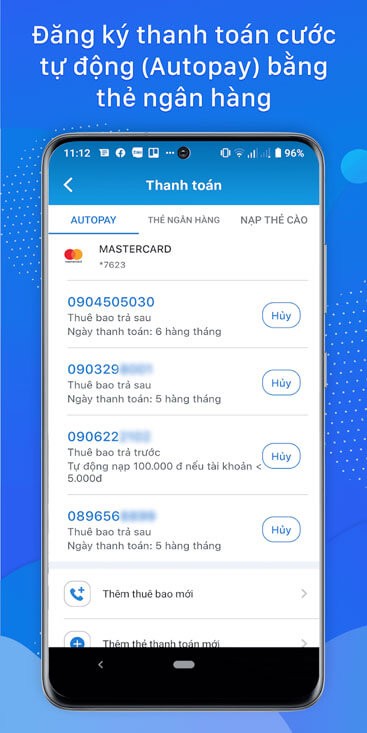 Đăng ký thanh toán cước tự động
