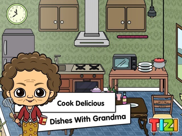 Nấu những món ăn ngon cùng ông bà trong game My Tizi Town Grandparents Home