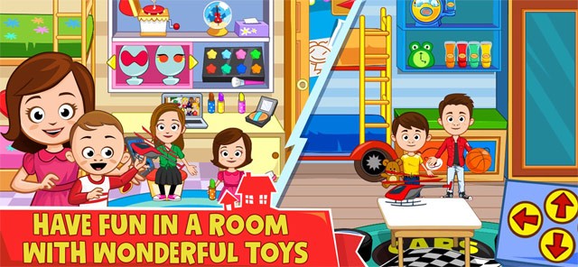 Chơi đồ chơi trong phòng khách
