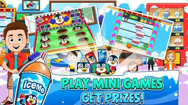 Chơi các mini game để nhận được những phần thưởng hấp dẫn trong My Town My Town: Iceme Amusement Park