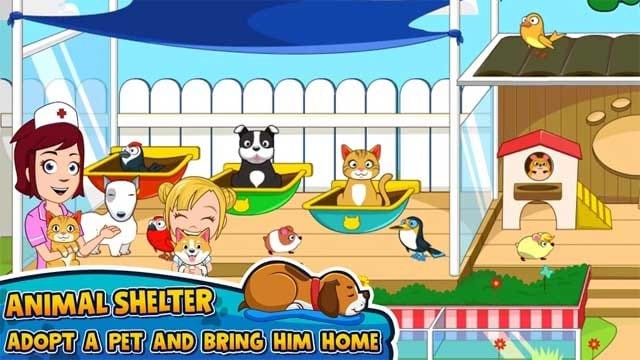 Trong My Town: Pets, bé sẽ nhận nuôi một con vật cưng và mang về nhà