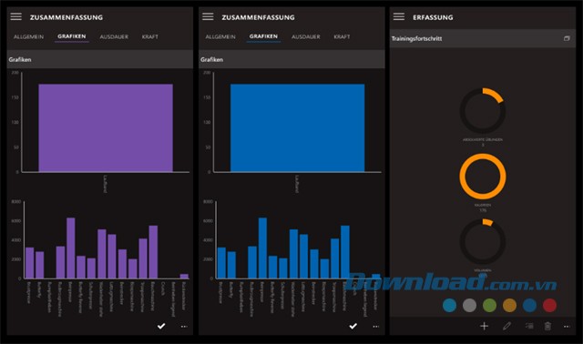 Xem biểu đồ có liên quan đến quá trình tập luyện bằng ứng dụng My Workouts cho máy tính