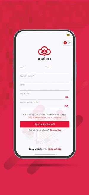 Giao diện tạo tài khoản