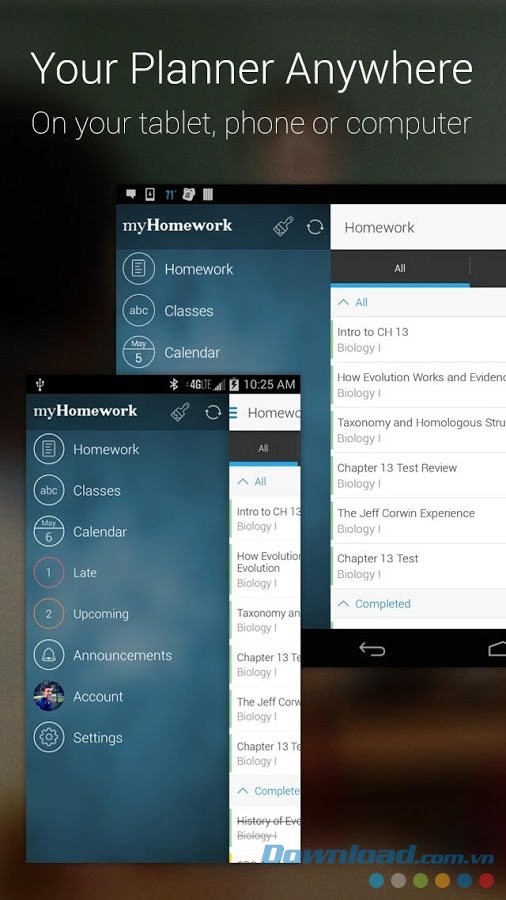 myHomework với giao diện lập kế hoạch mọi nơi