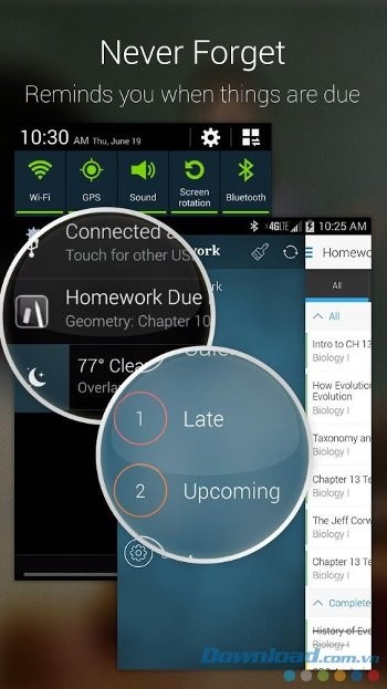 myHomework với giao diện nhắc nhở
