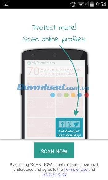 Giao diện bắt đầu của MyPermissions