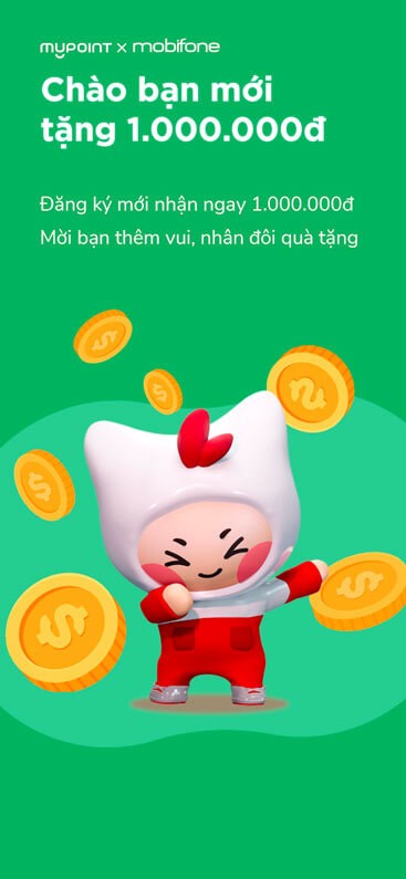 Chào bạn mới tặng 1.000.000 đồng