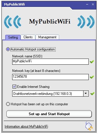 Giao diện của MyPublicWiFi
