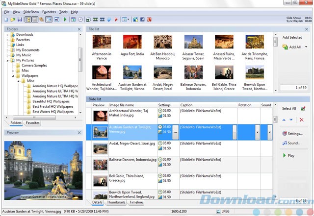 Giao diện chính của MySlideShow