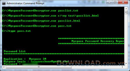 MyspacePasswordDecryptor