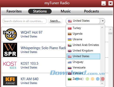 Tìm kênh radio theo quốc gia