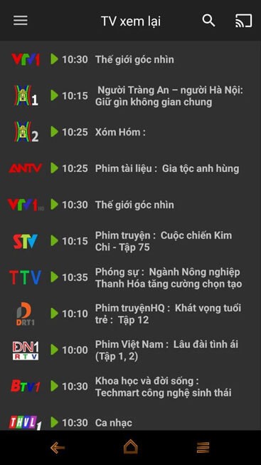 Lịch phát sóng trên MyTV Net