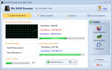 MzRAM Booster tăng tốc máy tính và tăng RAM trống