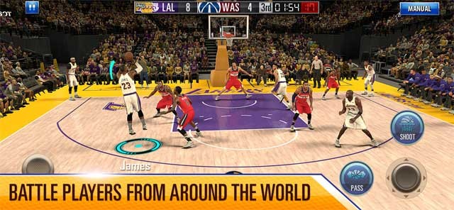 Tham gia các trận đấu bóng rổ cạnh tranh với người chơi trên toàn cầu