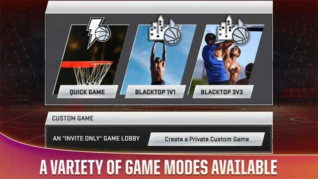 NBA 2K20 cho Android có nhiều chế độ chơi đa dạng để người chơi lựa chọn