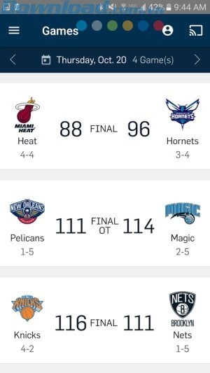 Xem lịch các trận đấu đã, đang và sắp diễn ra