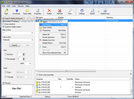 Network File Search Pro là phiên bản tiên tiến hơn của chương trình