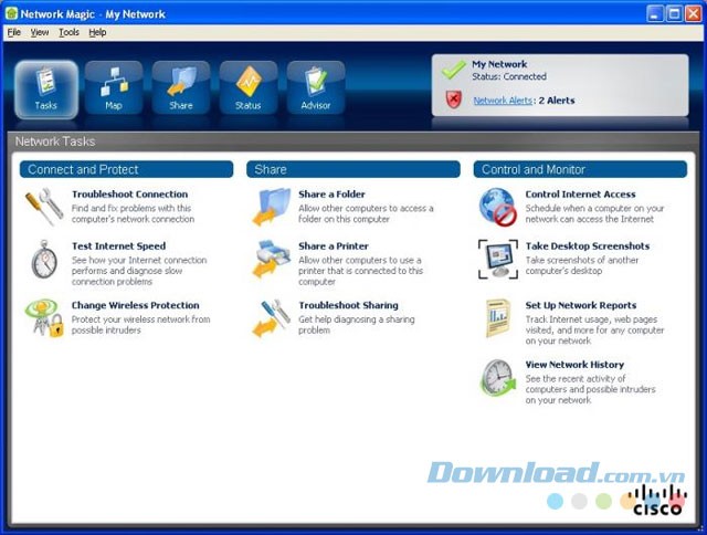 Giao diện chính của Network Magic
