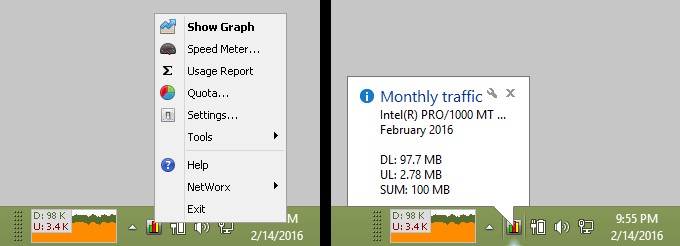 Theo dõi băng thông mạng ngay trên Taskbar với NetWorx
