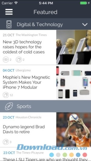 Newscron cho iOS ứng dụng đọc báo
