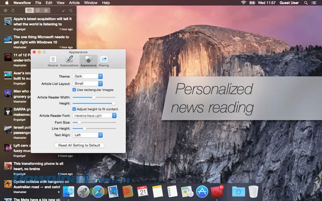 Các lựa chọn cài đặt ứng dụng