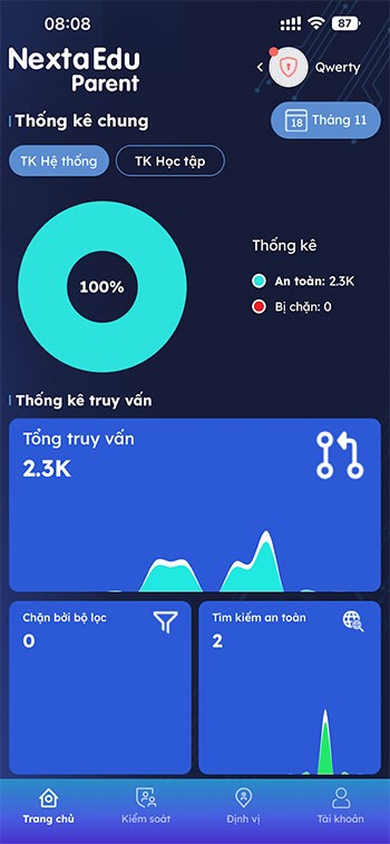 Giao diện NextaEdu Parent