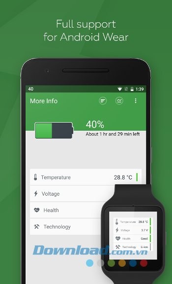 NextBattery hỗ trợ Android Wear