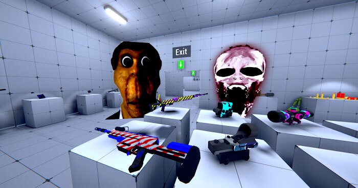 Nextbots In Backrooms: Shooter là một game sandbox nơi bạn phải chống lại các nextbot