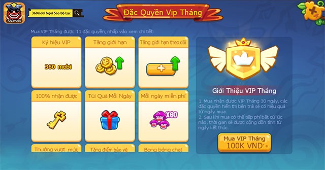 Cập nhật 12 Đặc Quyền VIP