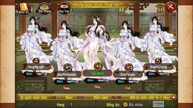 Các nhân vật trong Ngôi Sao Hoàng Cung 360mobi cho iOS