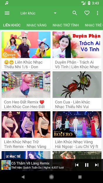 Giao diện chính của ứng dụng nghe nhạc