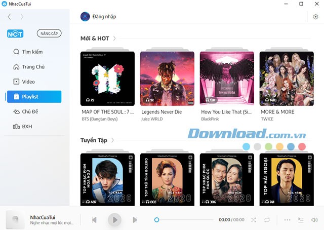 Download NhacCuaTui Player để thoải mái tải nhạc, nghe những bài hát yêu thích