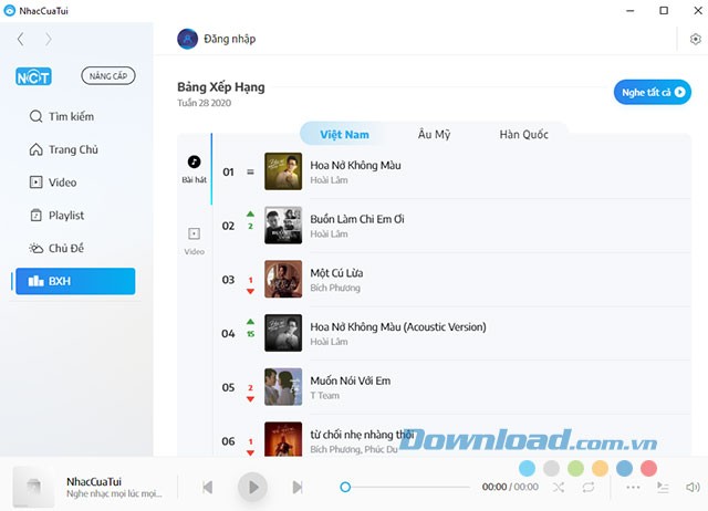 Bảng xếp hạng trong Nhạc Của Tui