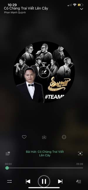 Giao diện nghe nhạc