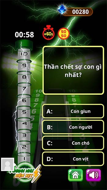 Câu hỏi game Nhanh Như Điện Xẹt