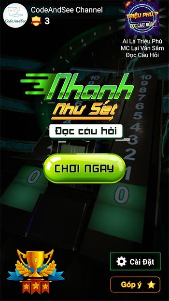 Giao diện chơi game Nhanh Như Sét