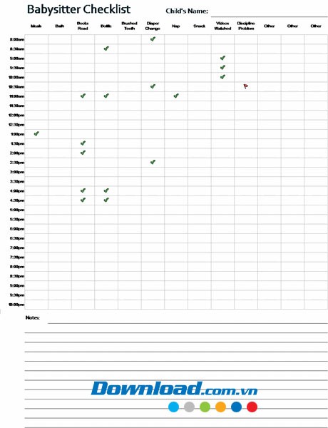 Nhật ký chăm sóc trẻ
