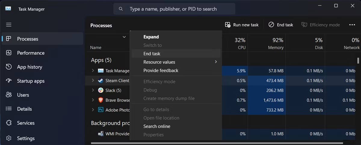 Trình quản lý tác vụ Steam