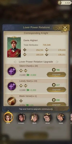 Các thuộc tính đóng vai trò quan trọng trong King's Choice