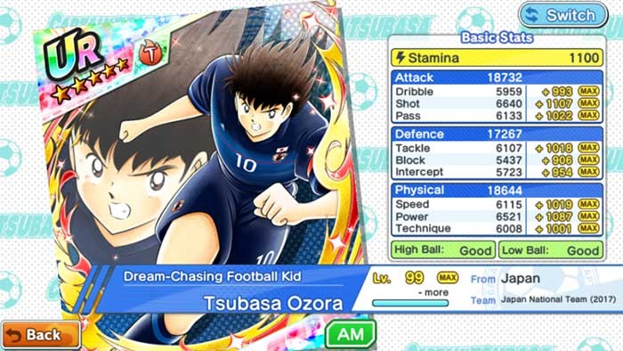 Đội trưởng Tsubasa là một nhân vật cấp cao UR hiếm nhất