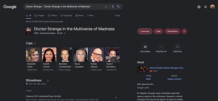 Thêm dấu - để loại bỏ những từ khóa không mong muốn về nội dung phim