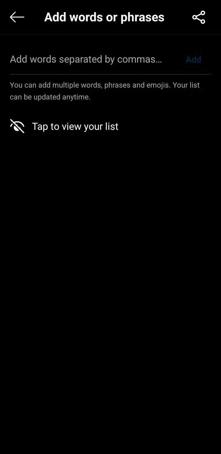 Thêm từ cần ẩn trên Instagram