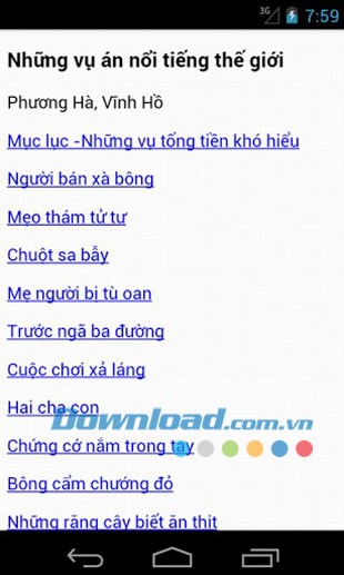 Những vụ án nổi tiếng thế giới for Android