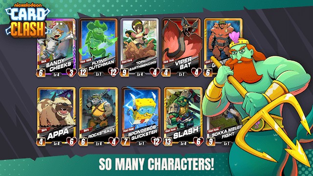 Game Nickelodeon Card Clash tập hợp rất nhiều nhân vật hoạt hình mà bạn yêu thích