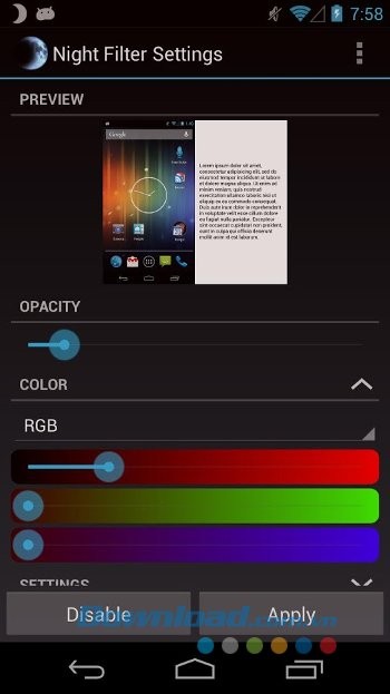 Bảo vệ mắt với Night Filter