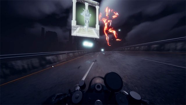 Đua mô tô trong 1 thành phố tương lai được tạo ngẫu nhiên, chứa đầy các tác phẩm nghệ thuật sáng tạo